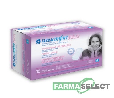COMPRESAS PARA TODO TIPO DE PÉRDIDAS FARMACONFORT PLUS, MINI 15 U